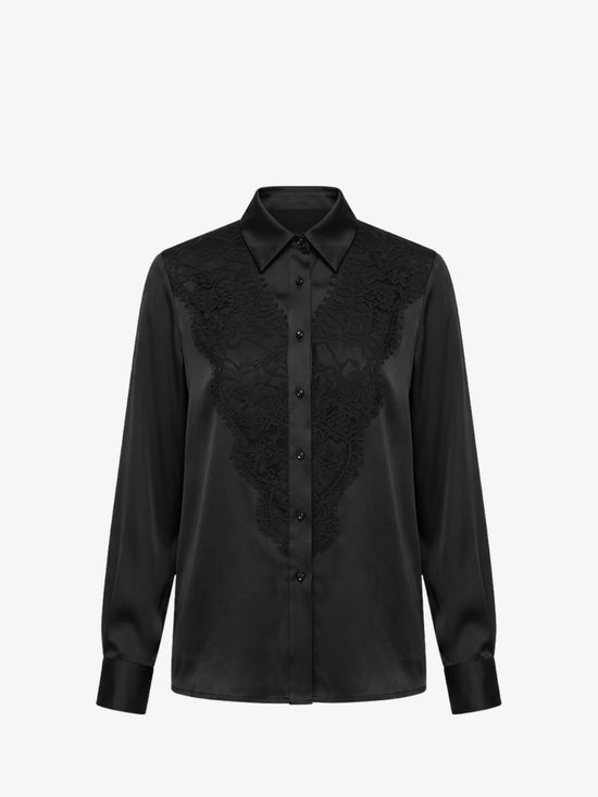 Blouse with lace trim