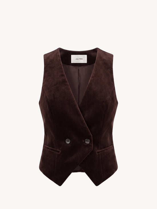 Dark Chocolate cropped velvet vest