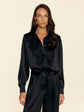 Blouse with lace trim