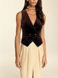 Dark Chocolate cropped velvet vest